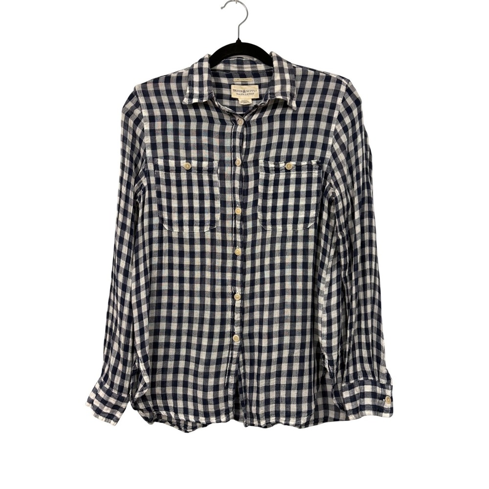 Denim & Supply Ralph Lauren Button Down Shirt Medium Womens Top Gingham Utility